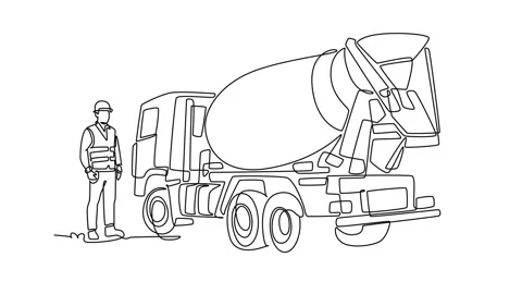 Animated self drawing of continuous line draw young man worker wearing a sa.. Video stock 341006888