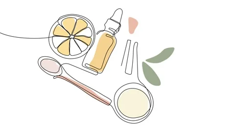 Animated self drawing of natural herbal skin care products. Stock Footage 234940707