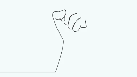 Animated self drawing of single continuous line draw fist or resistance hand Stock Footage 233703367
