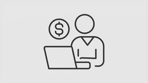 Animated self employed person line icon Stock Footage 332193457