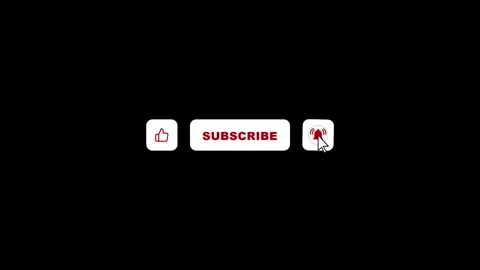 Animated sequence of like, bell, and subscribe buttons with cursor clicks Stock Footage 342342354