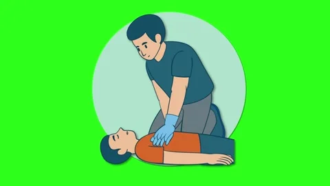 Animated Sequence of CPR Chest Compressions and Rescue Breaths Stock Footage 320935116