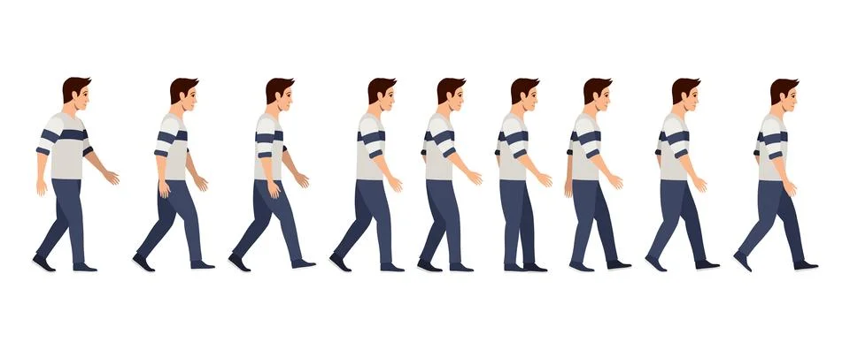 Animated sequence of a man walking forward Ilustración de archivo