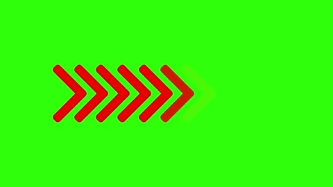 Animated sequence of moving red chevron arrows pointing right across green .. Stock Footage 333032398