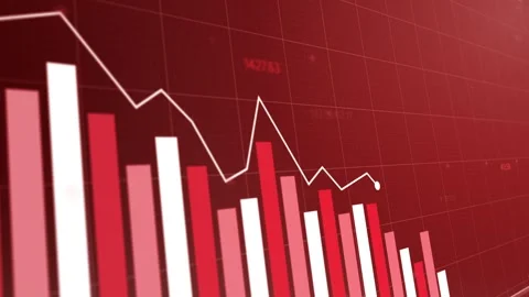 Animated sequence of red and white market trend graphs Stock Footage 281442105