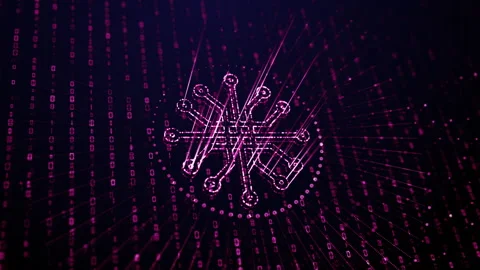 This animated sequence shows a pink glowing digital processor and a network of Stock Footage 318375762