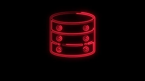 Animated server database line icon red color, Data management animation, Cloud s Stock Footage 301104428
