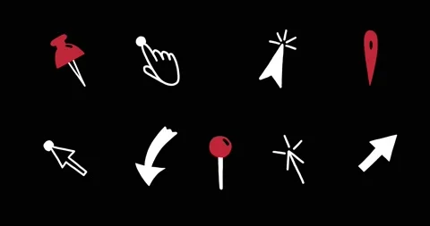 Animated Set Cursor Click, Pin, Map Pointer Icon. One time click and double Stock Footage 158754008