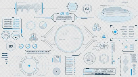 Animated set of HUD elements for high-tech interface 스톡 동영상 294671394