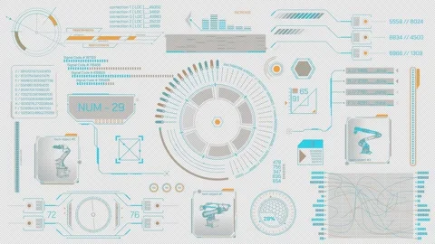 Animated set of HUD elements for high-tech interface 스톡 동영상 297650372