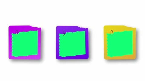 Animated Set of Three Color Note Cards Unfolding with Green Screen. Stock Footage 341658258