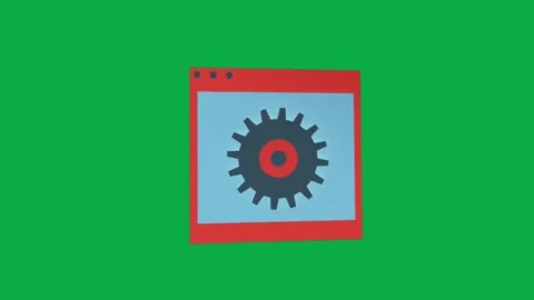 Animated setting gear icon inside a software window on green screen background Video stock 331197732