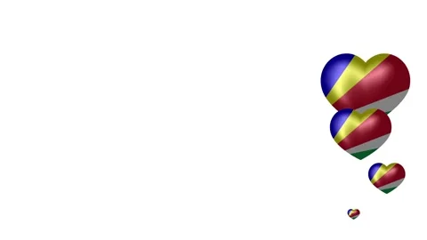 Animated Seychelles Flags in heart shape. Flags fly one after the other. Video stock 149749339