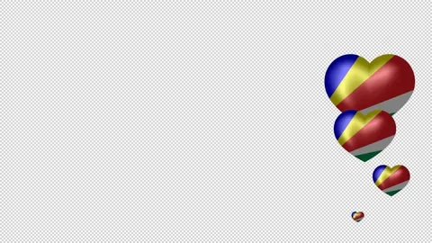 Animated Seychelles Flags in heart shape. Flags fly one after the other. Stock Footage 149749466