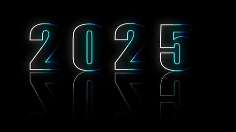 Animated shadow blue text 2025 on dark festive background, Christmas and ne.. 库存插图