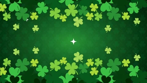 Animated shamrock clover border with sparkling light effects on green textu.. Vídeo Stock 338312350