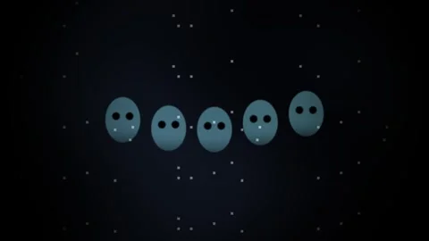 Animated shapes move in patterns against a dark background Stock Footage 340343960