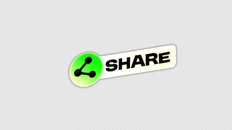 Animated Share Button Icon with Text Label on Transparent Background Stock Footage 346956527