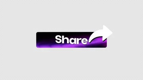 Animated Share Button with Purple Glow and Arrow on Transparent Background Stock Footage 334714051