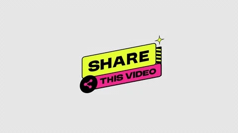 Animated 'Share This Video' Call to Action Graphic Transparent Background Stock Footage 335714150