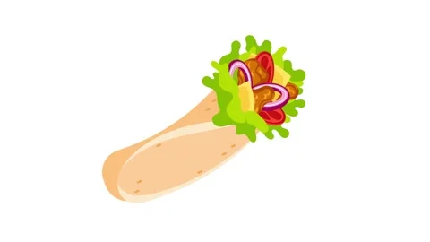 Animated shawarma rotating and glitching on blue and white background Stock Footage 309509756