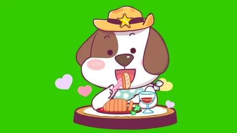 Animated Sheriff Beagle in Cowboy Hat - Green Screen Stock Footage 282780946