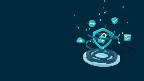 Animated Shield and Padlock with Copy Space for Data Security Concept Stock Footage 314143396