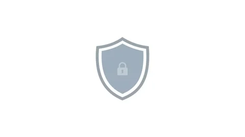 Animated shield and padlock icon on white background Stock Footage 342342552