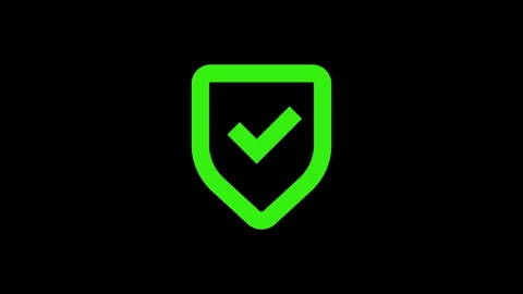 Animated Shield with check mark icon on black transparent background. Loop. Stock Footage 276880013