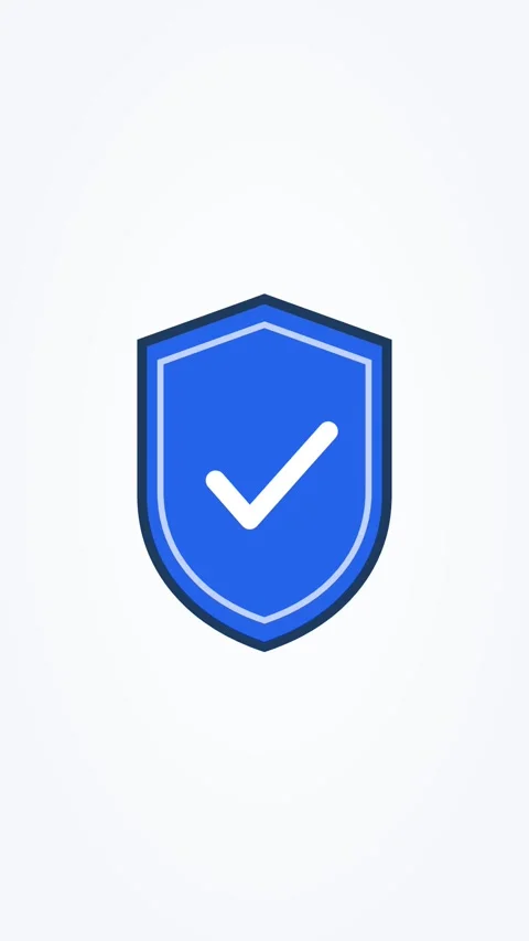 Animated shield with checkmark cybersecurity, vertical 9:16 seamless loop HD Stock Footage 345161143