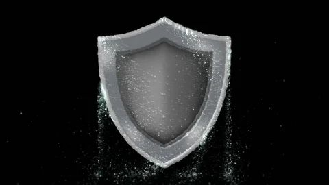 Animated Shield  emerging from the liquid Stock Footage 97755192
