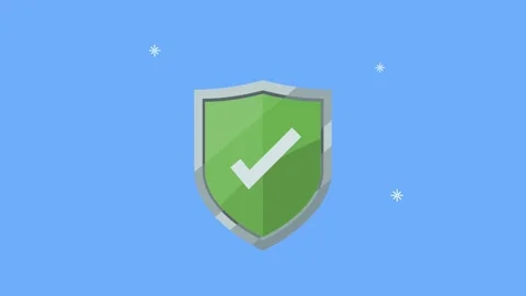 Animated shield icon with check mark showing security and protection concep.. Stock Footage 338854701