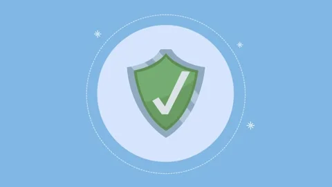 Animated shield icon with check mark representing security and data protectio Video stock 339049599