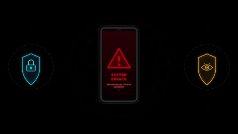 Animated Shield Icon with Warning Triangle in Color Transition States Vídeos de archivo 339399208