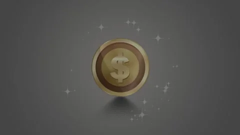 Animated Shiny Silver dollar gold coin Icon on Light Purple Background Stock Footage 280488146