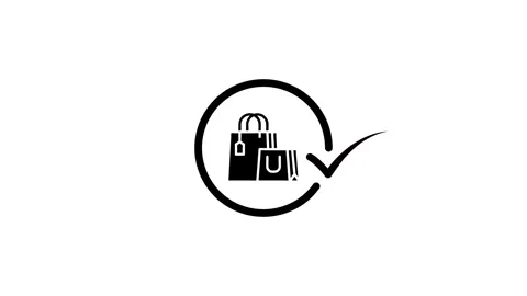 Animated shopping bag icon with check mark for successful transaction and o.. Stock Footage 346497312