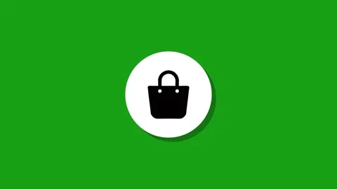 Animated shopping bag icon with shadow on a pulsing white circle set agains.. Video stock 327762691
