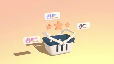 Animated Shopping Cart With Customer Five Stars Review. Stock Footage 276282944