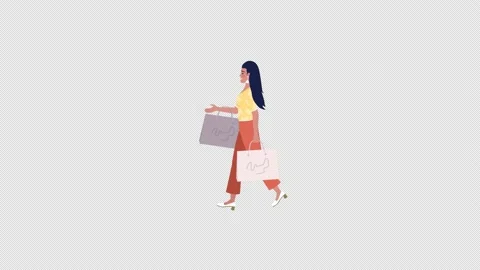 Animated shopping lady with packages Stock Footage 231967407