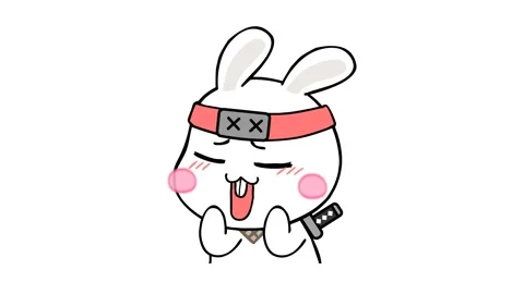 Animated Shy Ninja Rabbit on White Background Stock Footage 282772124