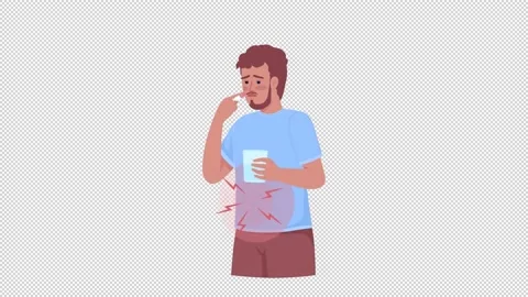 Animated sick character with pill | Stock Video | Pond5