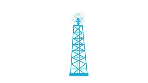 Animated Signal Waves from High-Tech Tower, Telecommunication Connectivity .. Stock Footage 311728352