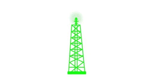 Animated Signal Waves from High-Tech Tower, Telecommunication Connectivity .. Stock-Footage 311728423