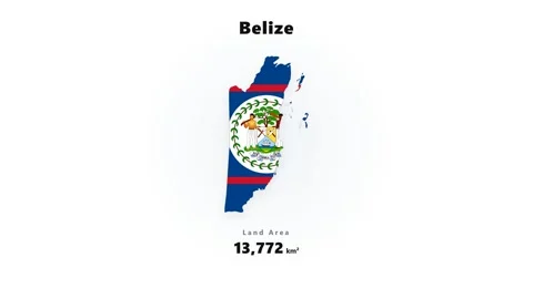 Animated silhouette map of Belize filled with national flag colors and featuring Stock Footage 345642129