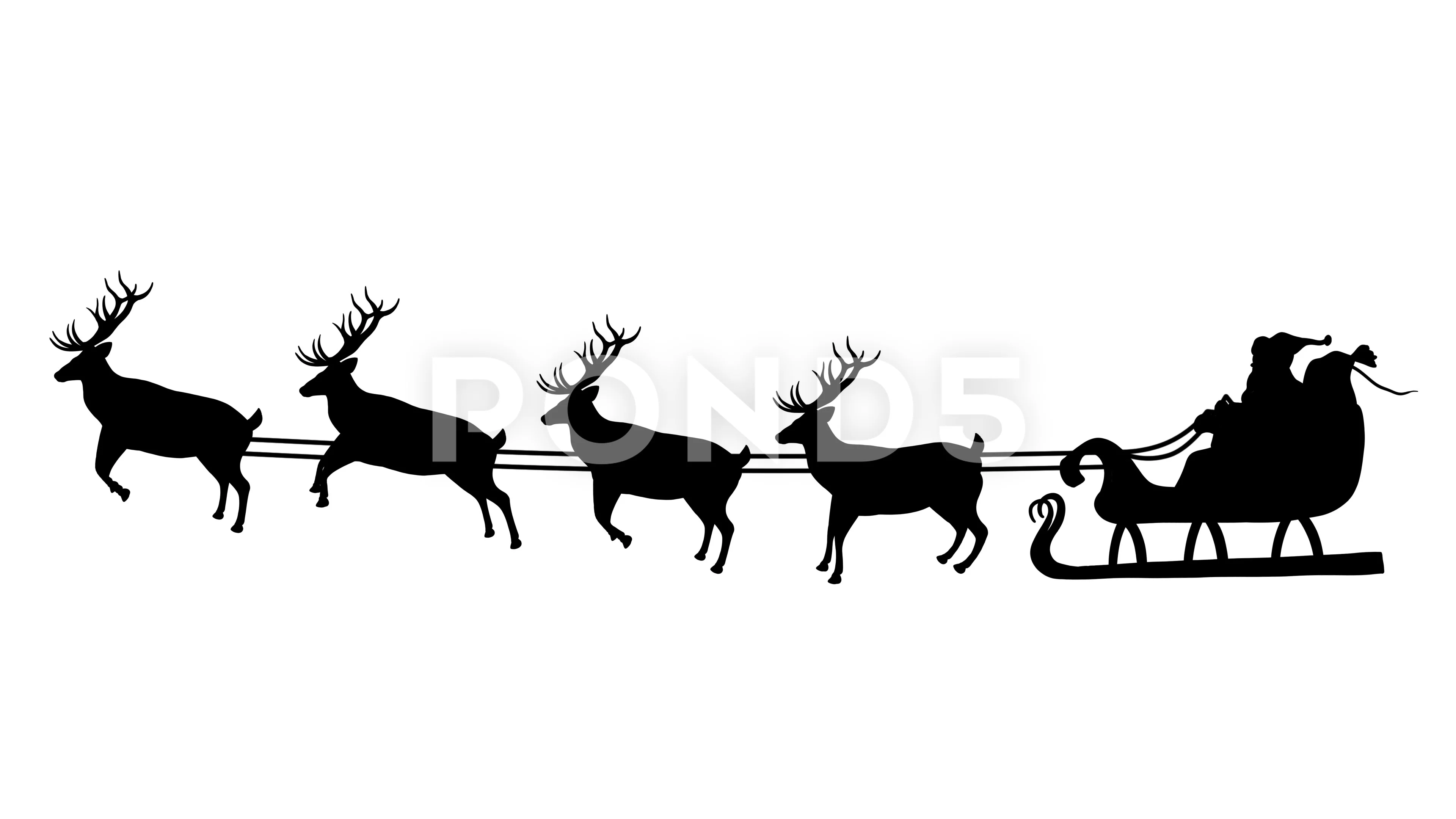 santa and his reindeer silhouette