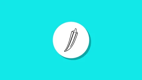 Animated simple okra drawing in circle on turquoise background, graphic motio Stock Footage 329272977