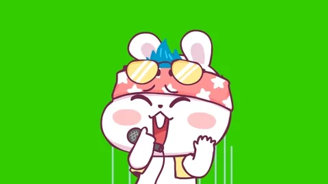Animated Singing Bunny - Green Screen Stock Footage 282779147