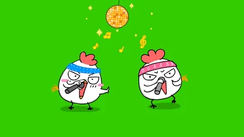 Animated Singing Egg Performing on Stage - Green Screen. Stock Footage 282772946