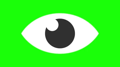 Animated Single cartoon Eye Icon on Green Background Stock Footage 328640083