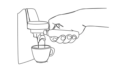 Animated single line drawing of coffee pouring from portafilter espresso machine Stock Footage 247895629
